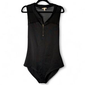 Silence + Noise Indie Sleaze Black Neoprene and Mesh Bodysuit size L